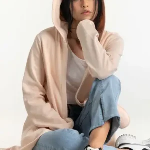 Cream Hooded Long Sweatshirt